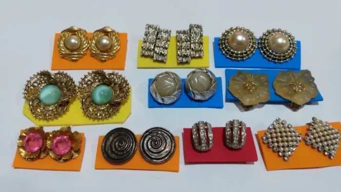 Lote de brincos antigos de pressão Ref. B moda vintage retrô