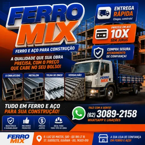 Ferro para Construção com Entrega Rápida em Goiânia - Metalon - U Enrijecido - Telha