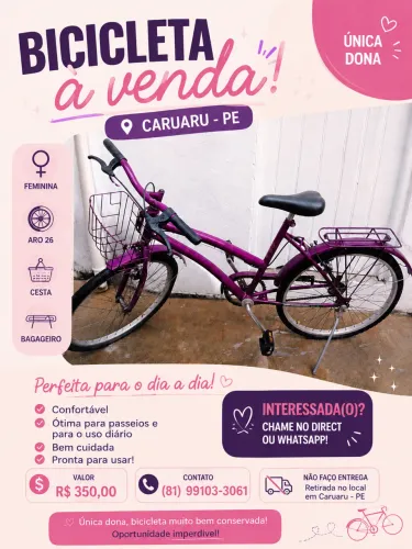 Bicicleta feminina usada aro 26