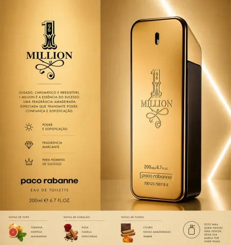 Perfume 1 Million Gold EDT 100ml Original e Lacrado