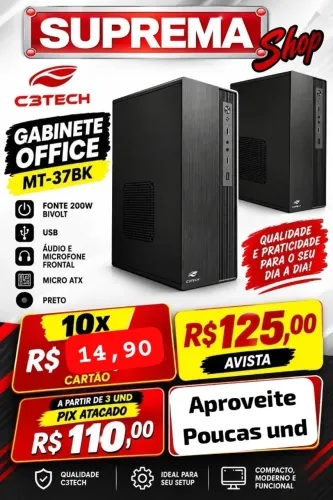 GABINETE Office C3tech Mt-37bk C/ Fonte 200w Bivolt Usb, Áudio E Microf VENDAS NO ATACADO