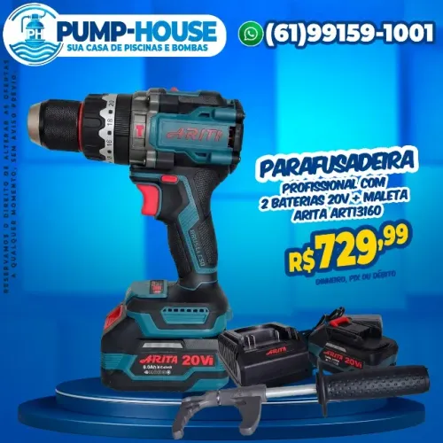 Parafusadeira Profissional com 2 Baterias 20v + Maleta Arita Art13160