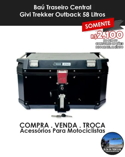 Baú Traseiro Central Givi Trekker Outback 58 Lts Alumínio Preto