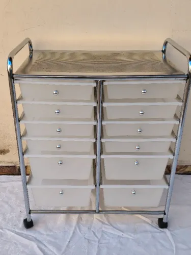 carrinho organizador inox com gavetas e rodinhas
