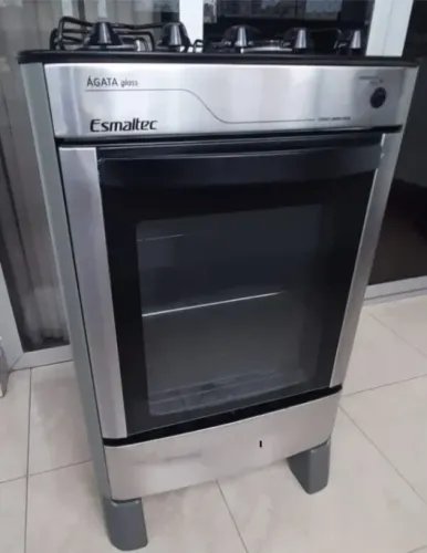 Fogão Esmaltec Ágata Glass 4 Bocas Inox - Mesa de Vidro - Excelente estado