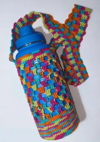 BOTTLE BAG CROCHÊ/ BOLSA GARRAFA CROCHÊ COM ALÇA