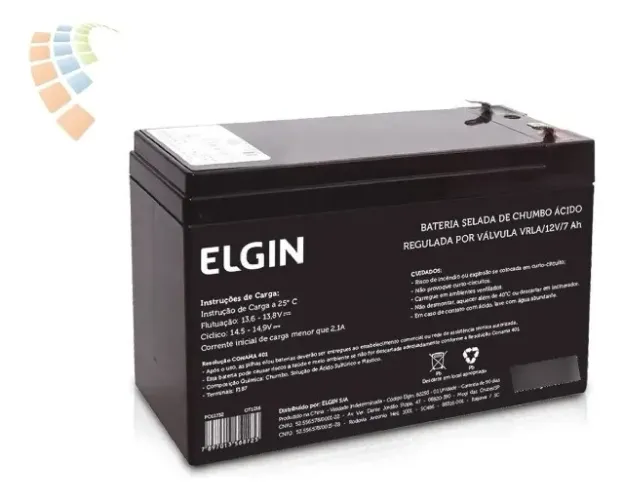 Bateria Selada Elgin 12V 7Ah VRLA para Nobreak Alarmes e Equipamentos pode retirar no loca