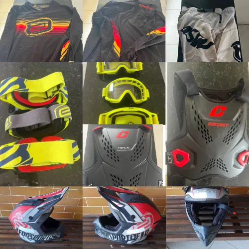 Kit de trilha, capacete, óculos e roupas ASW