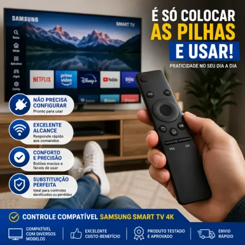 Controle Remoto Para Samsung Linha BU Curve Smart