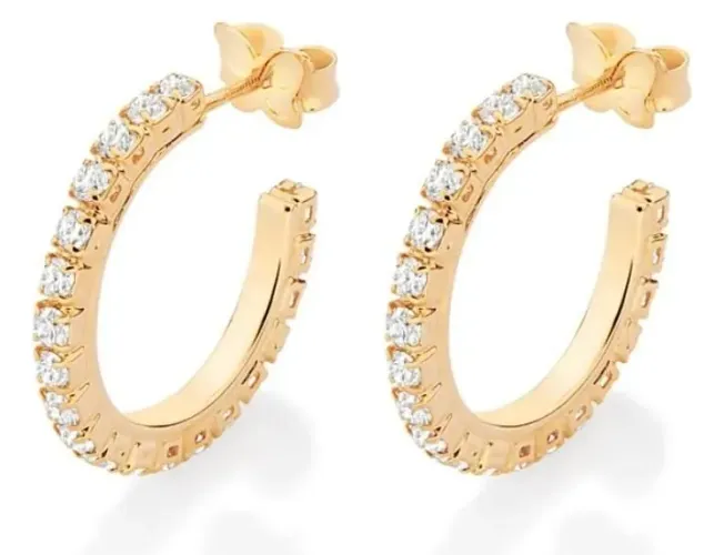 Argolas romannel em zirconia folheda ouro 18k.