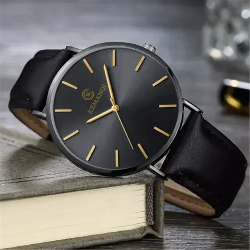 Relógio Fino Masculino Ponteiro Preto Dourado
