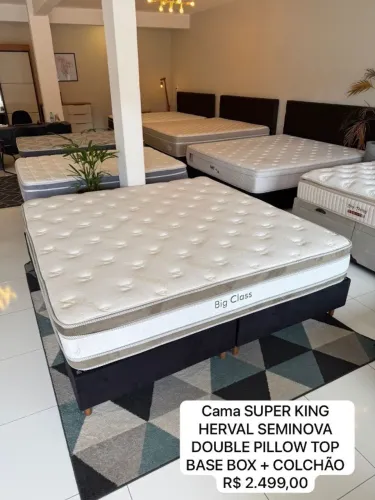 Colchão KING HERVAL DOUBLE PILLOW SEMINOVO - Entrego!