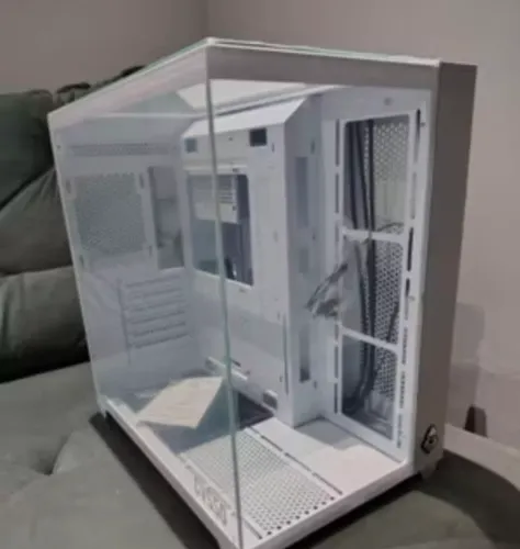 Gabinete Gamer branco aquario vidro temperado