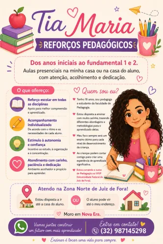Aulas de Reforço Escolar e Apoio Pedagógico