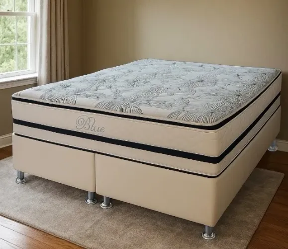 Cama Box Baú Casal Confort Firme D33 com Base Preta