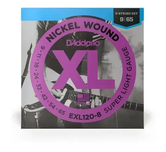 Encordoamento Guitarra 8C 09-65 D'Addario XL Nickel EXL120-8 8 Cordas