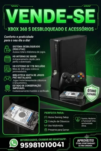 Xbox 360 Desbloqueado | HD 500GB + Externo 1TB