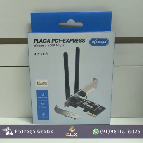 Placa de Rede Wi-fi 300mbps 2 Antenas Pci-express 1x Kp-t118 Knup *ENTREGA GRÁTIS*