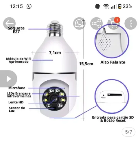Vendo Câmera lampada wifi8177 yoosee