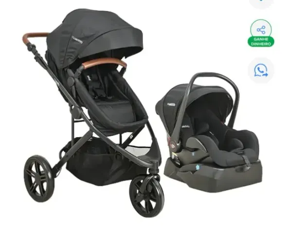Carrinho de bebê Kiddo Trek com bebê conforto + base para carro 3 em 1