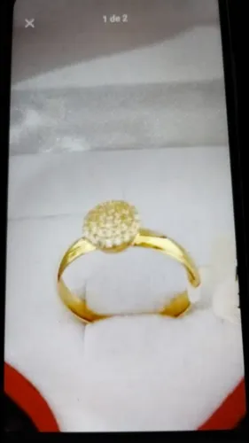 Vendo Anel redondo chuveirinho com pedra zircônia ouro 18K Aro 17 pesando 1.2 grama