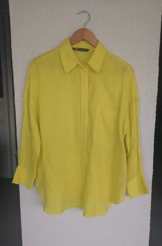 camisa zara amarela m