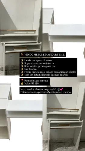 Mesa de manicure em formato L