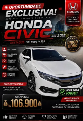 Honda Civic Sedan EX 2.0 Flex 16V Aut.4p 2019