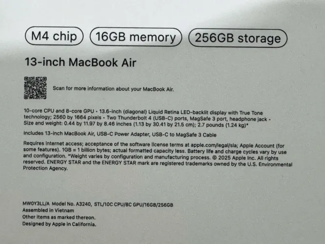 MacBook Air M4 16GB 256GB