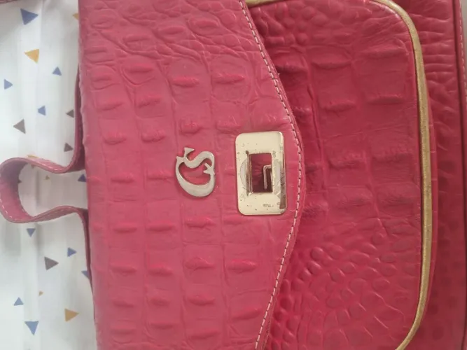 Bolsa Carmen Steffens em couro legítimo - textura croco vermelho