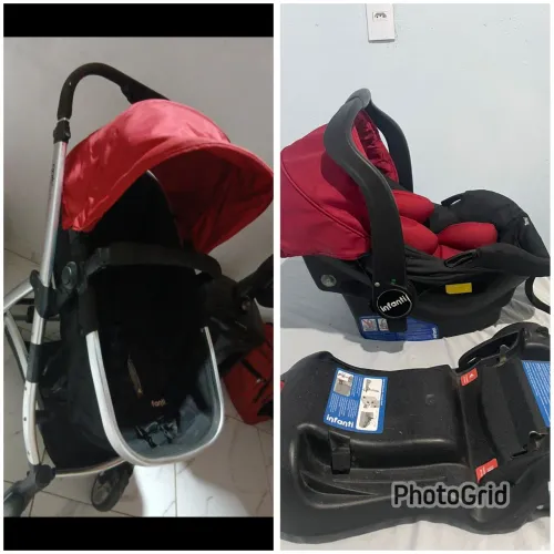 Carrinho de bebê e bebê conforto