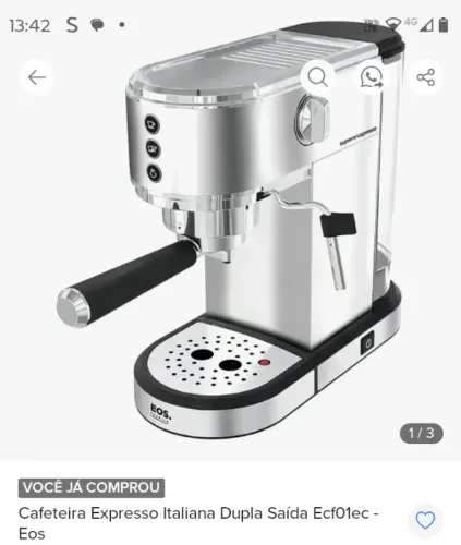 Cafeteira Expresso compativel com capsula Nespresso e Dolce Gusto, 220W