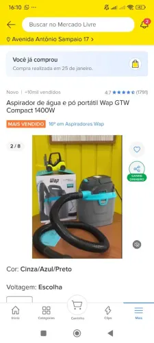 Aspirador de pó e água wap