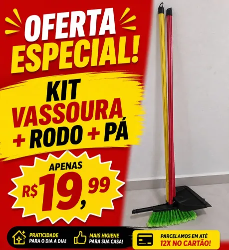 Kit vassoura rodo e pa