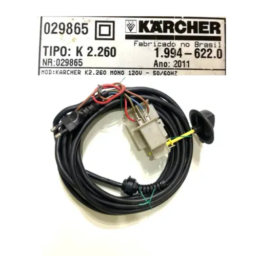 cabo forca lava jato karcher K2.260 com botao acionador liga/desliga c/5mts