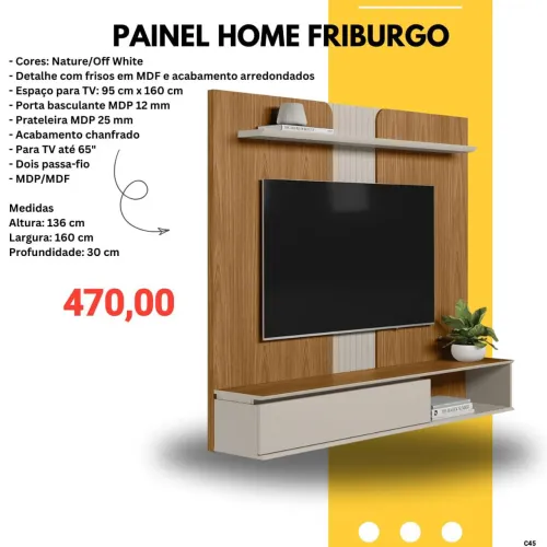 Painel Home Friburgo suporta tv até 65 polegadas / pague na entrega