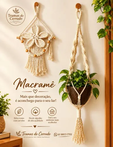 Decoração de parede Macramê, 2 peças