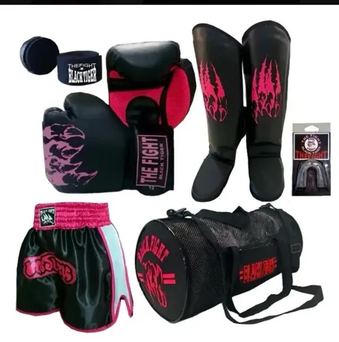 Kit feminino de treino Muay Thai tamanho 10 oz