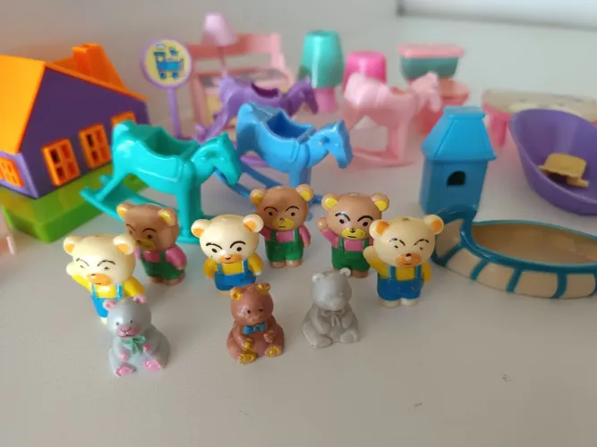 Brinquedo miniaturas ursinhos Teddy anos 90 kit 