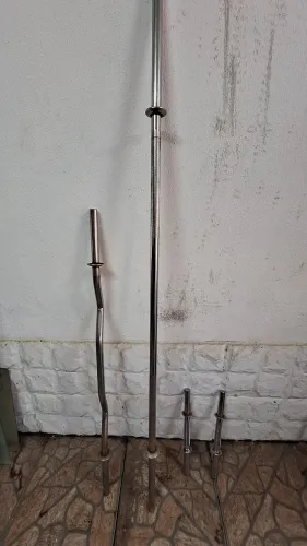 Conjunto de Barras Maciças para Musculação - Supino, W e Halteres
