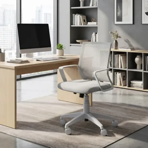 Cadeira Escritório Diretor Tela MAYA com Braço Cor Cinza Conforto Ergonômico -34031