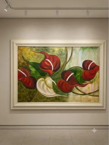 Quadro Pintura à Mão em Tela Grande com Moldura 100x140