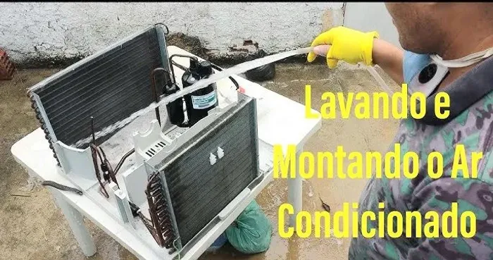 Lavagem de ar condicionado de janela tipo caixa 
