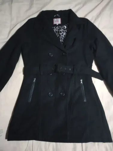 Casaco Sobretudo Feminino Preto Lã Batida Tamanho G