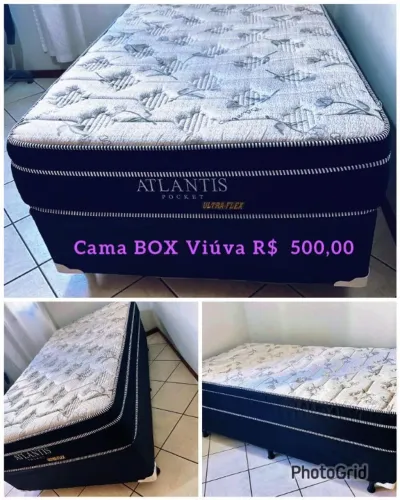 Cama BOX (Box e Colchão)"Viúva" muito nova 110larg x 1.97comp