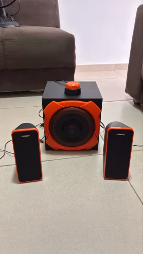 Caixa de Som Gamer Grande 2.1 Warrior Preto e Laranja - Multilaser