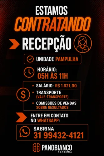 VAGA RECEPÇÃO ACADEMIA