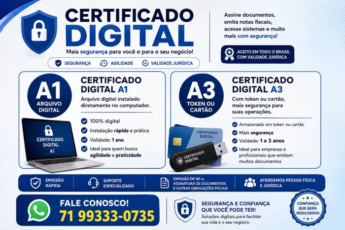 CERTIFICADO DIGITAL A1 E A3