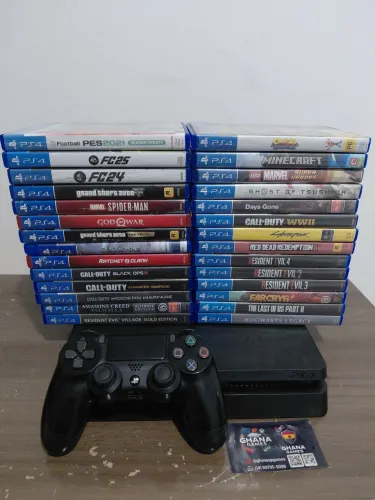 PS4 SLIM 1TB COM JOGO A ESCOLHA + GARANTIA 