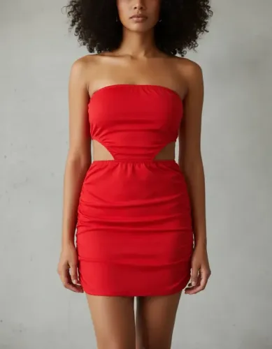 Conjunto body cavado com saia curta drapeada